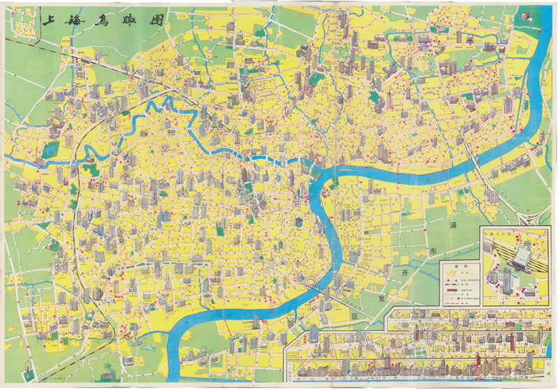1993年《上海鸟瞰图》老地图预览图1