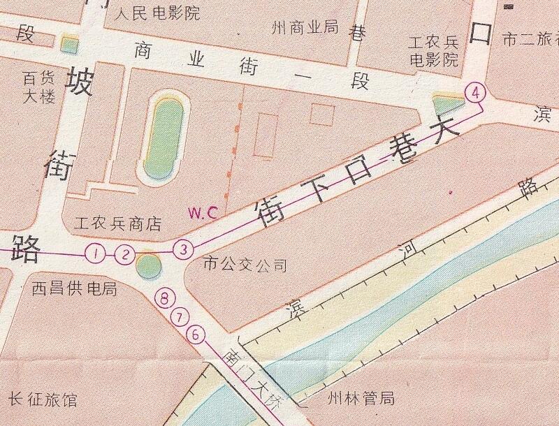 1983年四川省西昌市《凉山州西昌市旅游交通图》预览图2