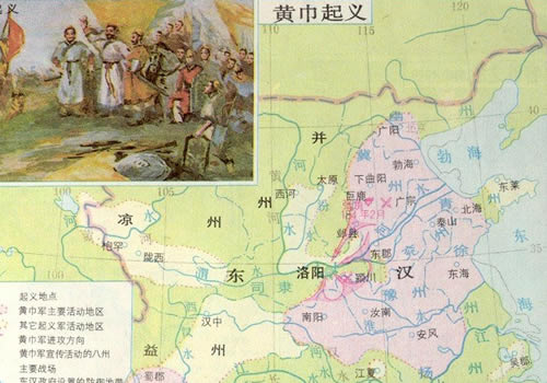 黄巾起义形势图及进军线路图缩略图