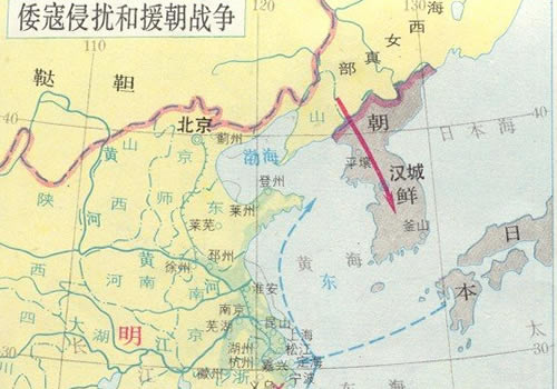 明朝倭寇侵扰和援朝战争形势图缩略图