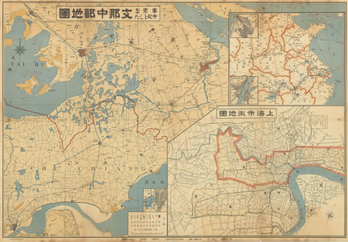 1932年《中国中部地图》附《上海市街图》缩略图